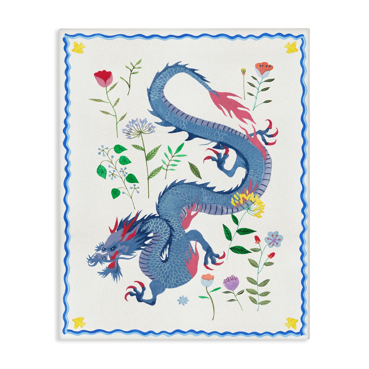 Stupell Industries Blue Dragon & Botanicals Canvas Wall Art Design by Melissa Wang